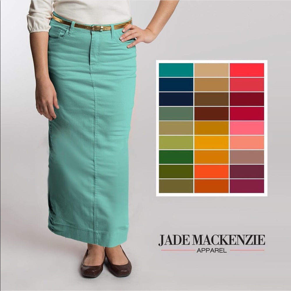 ISO Long Maxi Colored Denim Skirts Jade Mackenzie